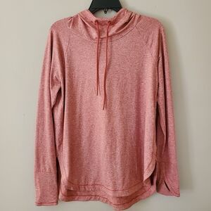 Athleta Long Sleeve Hooded Gym Sweater Base Layer Ochre Heathered Size Medium